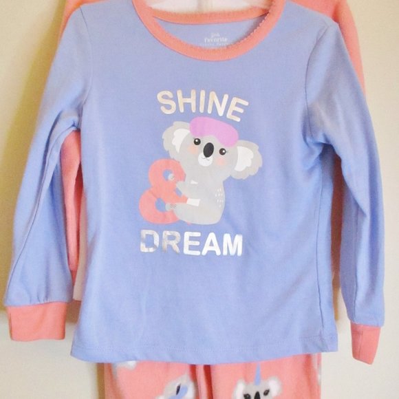 NWT!! Members Mark Girls 3 piece Fleece Pajama Set, Koala, Pink, Blue, Size 3T - Picture 4 of 12